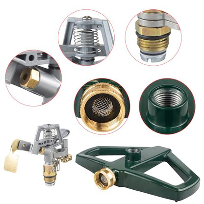Sprinklers for Yard with Metal Base, Heavy Duty Sprinklers 360 Degree Rotating, Adjustable Zinc Alloy Sprinkler for Yard, Garden, Lawn and Large Areas