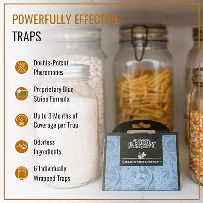 Dr. Killigan's Pantry Moth Traps with Pheromones Prime, 6 Pack, Blue