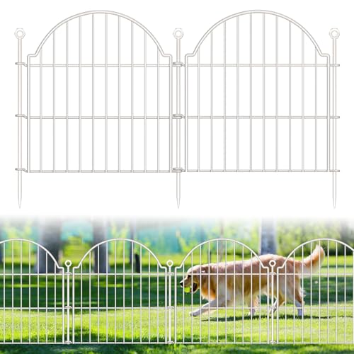 10 Panels No Dig Decorative Garden Fence for Yard, 24in(H) x 20ft(L), White - color: White, size: 24 in(H)