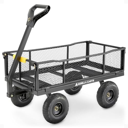 Gorilla Carts Steel Utility Cart, 900 lb. Capacity, 4 Cu Ft, Black