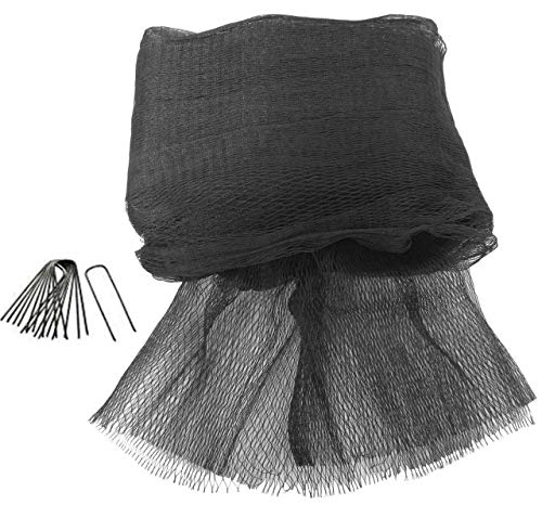 Green Vista 3/4 Inch Mesh Quality Landscape Pond Netting - 20' x 100' with 56 Steel Stakes