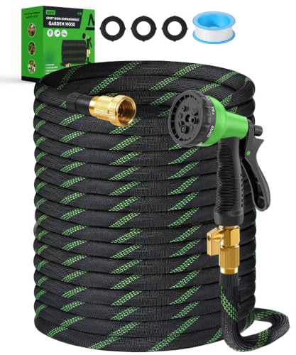 150ft Garden Hose，Non-Expandable Water Hose with 8 Function Spray Nozzle, Burst-Resistant，Kink-Free，Lightweight，Durable & Flexible 3/4" Garden Hose for Gardening, Yard，Lawn, Car Washing - size: 150ft
