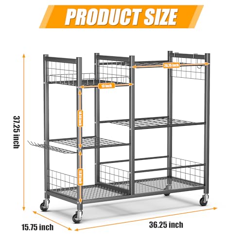 Ultrawall Garden Tool Organizer with Wheels, Yard Tool Storage Stand - size: Large