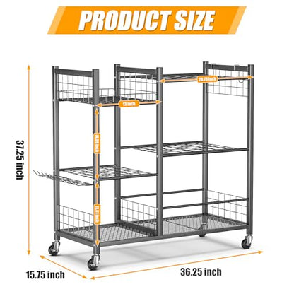 Ultrawall Garden Tool Organizer with Wheels, Yard Tool Storage Stand - size: Large