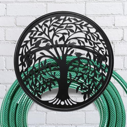 Metal Hose Reel Hose Holders Wall Mounted for Garden - color: Tree of Life