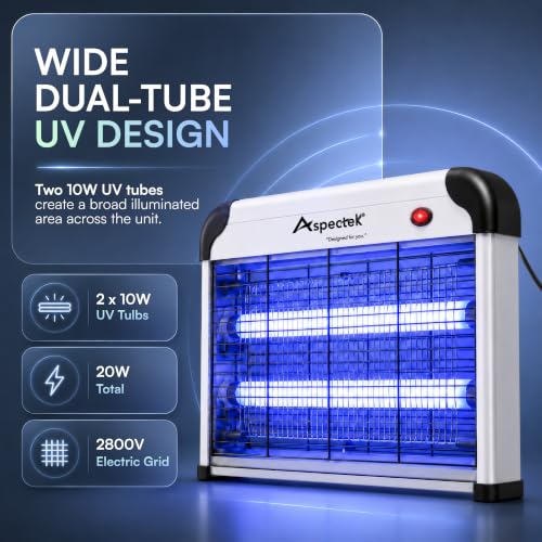 ASPECTEK 20W Bug Zapper, Electric Insect Killer for Indoor and Covered Outdoor, Mosquito, Fly and Moth Trap with Protective Mesh and Hanging Chain for Versatile Setup at Home, Patio and Garage - style: 20W Bug Zapper