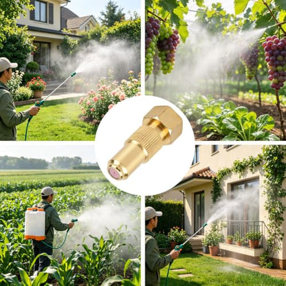 2pcs Brass Spray Nozzle Tips, Brass Screw on Cone Sprayer Nozzle Tips Adjustable Mist & Stream Modes, Heavy-Duty Nozzles Repair Replacement Kit for Garden Lawn Farm Sprayer
