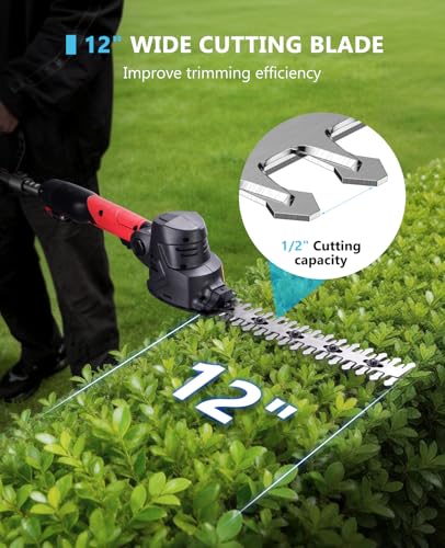 4-in-1 Pole Hedge Trimmer Cordless with 2 x 2.0 Ah Batteries - color: Red