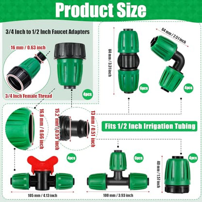 28 Pcs 1/2 Inch Drip Irrigation Fittings Kits,Drip Hose Connector - size: 28 PCS 1/2 Fitting