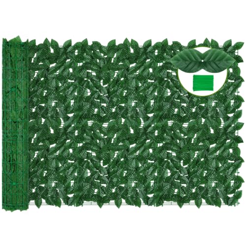 KASZOO Artificial Ivy Privacy Fence Screen - 140''(L) x 60''(W) Greenery Wall Panels for Outdoor Balcony, Patio or Garden Decor, Faux Grass Backdrop Panel for Stylish Green Privacy and Natural Charm - size: 140x60in