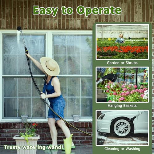 Heavy Duty Watering Wand, 22-Inch Long Metal Garden Hose Wand with Adjustable Rotating Head, Hose Nozzle Sprayer with Thumb Control, Perfect for Hanging Baskets,Shrubs and Plants