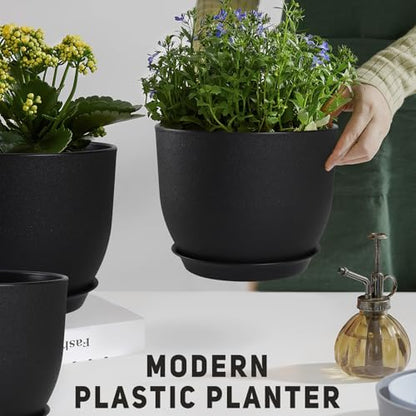 YNNICO Plant Pots 12/10/9 inch Set of 3, with Multi Mesh Drainage Holes - color: Black, size: 12/10/9 inch