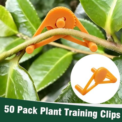 50 Pack Plant Training Clips, Orange Adjustable Low Stress Stem Bending Clips, Plastic Plant Tie Clips for Grow Tent Vegetable Flower Houseplant Cultivation - color: Orange