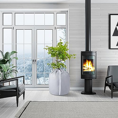 2 Pack Plant Winter Protection Pot, Anti-Frost Flower Pot Protective Bag - color: Grey-2 Pcs