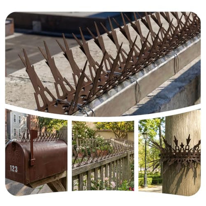 OFFO Bird Spikes for Outside, 304 Stainless Steel, 5 Pack 5 Ft, Brown - color: Brown