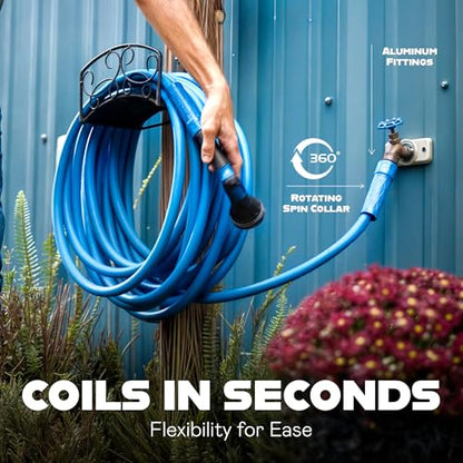 INVICTUS 75 Ft Garden Hose with Sprayer Nozzle, 2-Layer Heavy Duty Drinking RV Water Hose 75Ft x 5/8 in. Flexible, Lightweight, NON Expandable, Kink Resistant, Easy Connect Fittings, 400 PSI
