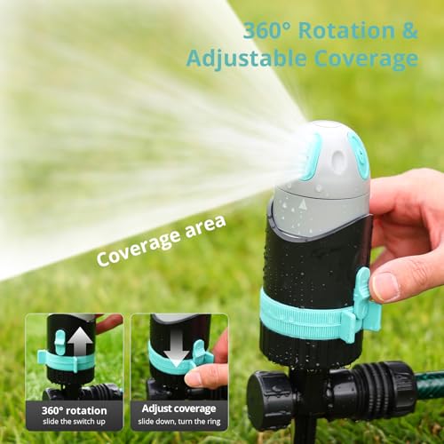 QUOBAS 360°Rotating Sprinkler for Yard, Heavy Duty Water Sprinkler for Lawn