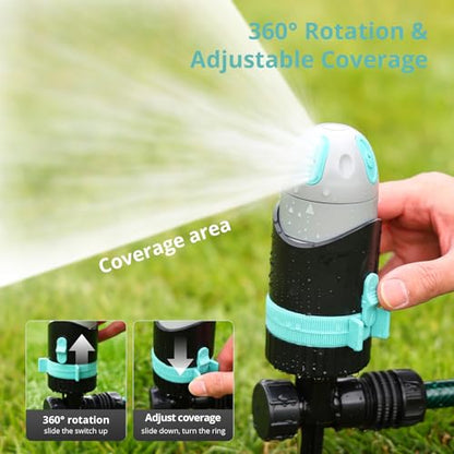 QUOBAS 360°Rotating Sprinkler for Yard, Heavy Duty Water Sprinkler for Lawn
