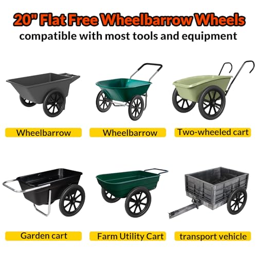 RONPOW 20" Flat Free Wheels Compatible with rubbermaid Wheelbarrows Tires - color: Black