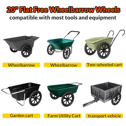 RONPOW 20" Flat Free Wheels Compatible with rubbermaid Wheelbarrows Tires - color: Black