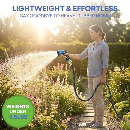 J&B XpandaHose 75ft Expandable Garden Hose, Lightweight, Brass Connectors - color: Blue/Black, size: 75ft