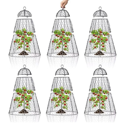 Easy-Snap Open Design Chicken Wire Cloche (6-Pack) - Adjustable Garden Plant Protectors from Birds & Animals for Large Plants & Flowers,14" D x 20" H - size: XL / 14"D x 20"H