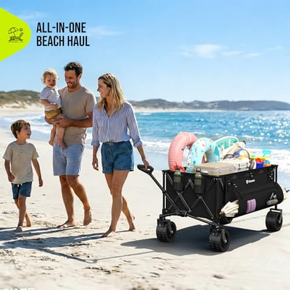 HIKEMOON 48'' Extra Large Collapsible Wagon with Big Wheels, 300L Black - color: Black