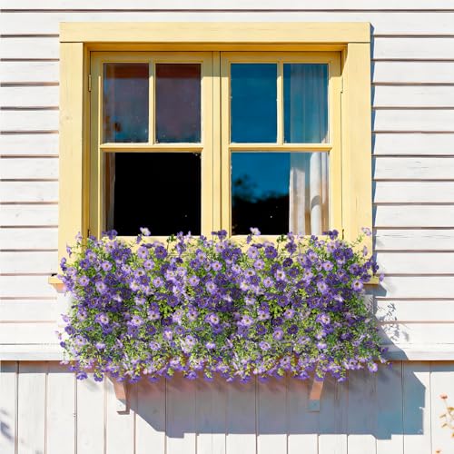 INQCMY 2 Pcs Artificial Fake Hanging Flowers for Outdoors UV Resistant - color: Deep Purple,gradient Purple