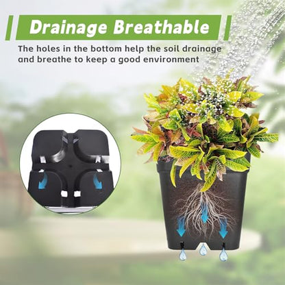 HOSTIC 5 Gallon Square Nursery Pots 10 PCS Flexible Plastic Pots - color: Black, size: 5 Gallon-10Pcs