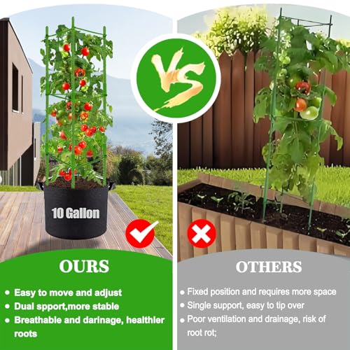 Moirsunt Tomato Cages with 10 Gallon Grow Bags, 48 Inches Tomato Planter - size: 48 inch