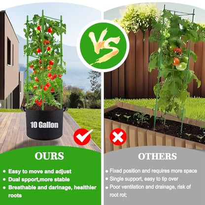 Moirsunt Tomato Cages with 10 Gallon Grow Bags, 48 Inches Tomato Planter - size: 48 inch