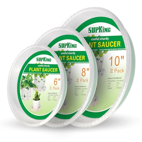 SupKing 6 Pack Plant Saucers (6inch /8inch /10inch),Heavy Sturdy Plant Trays Pot Tray for Indoor Clear Plastic Flower Pot Saucers Thicker Plant Water Drip Trays for pots(6" 8" 10") - color: Clear, size: 6in/8in/10in - 6 Pack