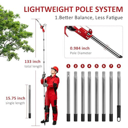Pole Saw for Tree Trimming, 10.8FT Extendable Tree Pruner Long Handle Branch Cutter with Pruning Saw & Scissors, Manual Limb Trimmer for High Branches, Yard Garden