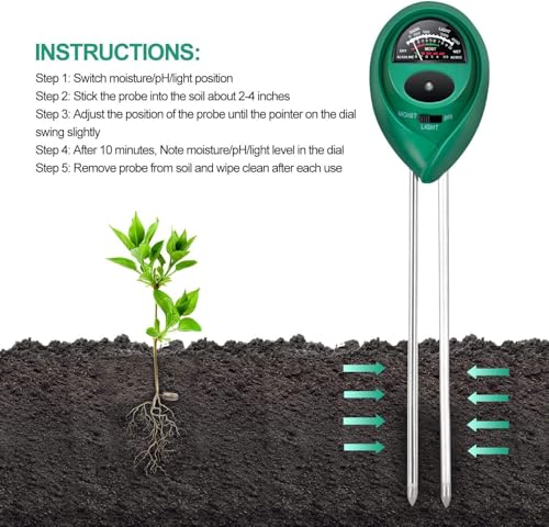 iPower 3-in-1 Soil Moisture/pH/Light Meter, Soil Test kit for Indoor & Outdoor Use, Suitable for House Plants, Garden, Lawn, Farm - size: Round New, style: 1 Pack