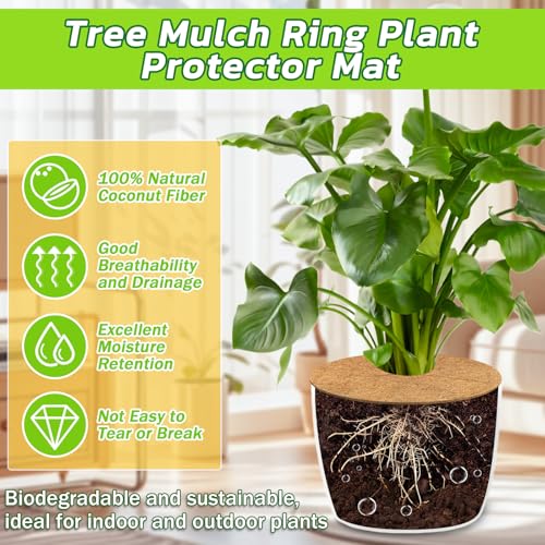 Legigo 10 Pack Coconut Fiber Mulch Ring Tree Plant Protector Mat, 14 Inch - color: 10 Pack, size: 14 Inch