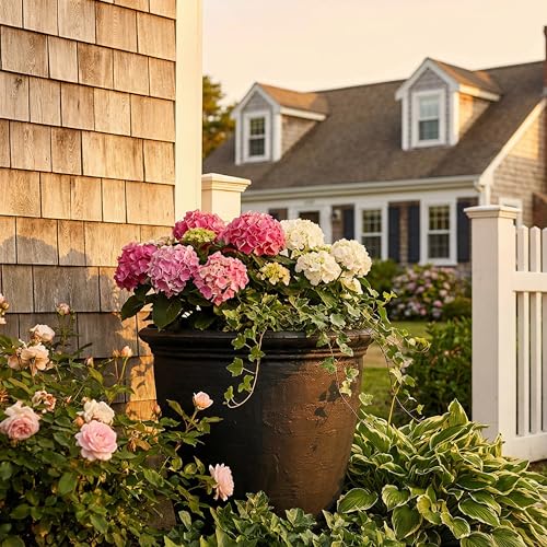 Sunnydaze Anjelica 24'' Large Plastic Planter Pot for Plants, Black - color: Matte Black, size: 24 in