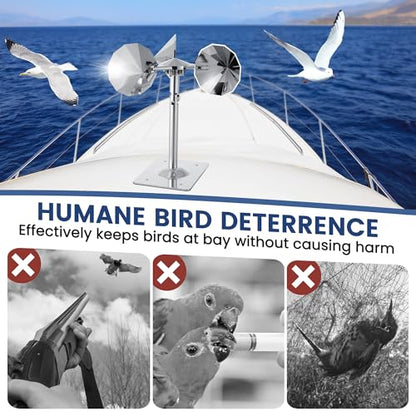 4 Pack Reflective Spinning Bird Deterrents, Wind-Powered Aluminum Alloy