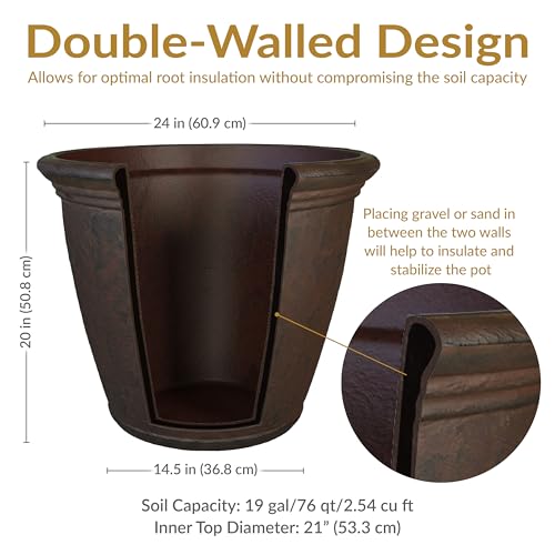 Sunnydaze Anjelica 24'' Large Plastic Planter Pot for Plants, Rust - color: Rust, size: 24 in