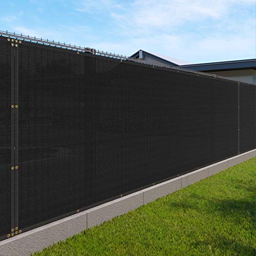 Windscreen4less Privacy Fence Screen Heavy Duty Windscreen Fencing Mesh Fabric Shade Net Cover with Brass Grommtes for Outdoor Wall Garden Yard Pool Deck, 6'x1' Black - color: Black, size: 6' x 1'