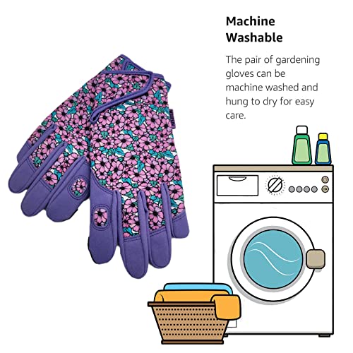 Cute Pattern Gardening Gloves,Thornproof Garden Glove,Gardener Gift - color: 1 Pair Per Pack-purple, size: Medium