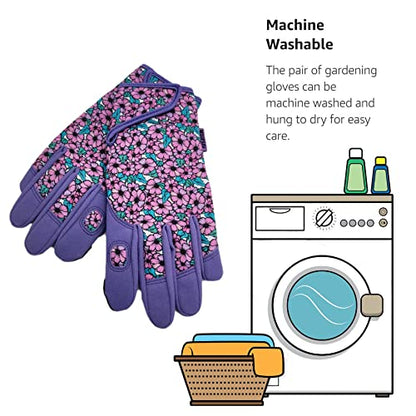 Cute Pattern Gardening Gloves,Thornproof Garden Glove,Gardener Gift - color: 1 Pair Per Pack-purple, size: Medium