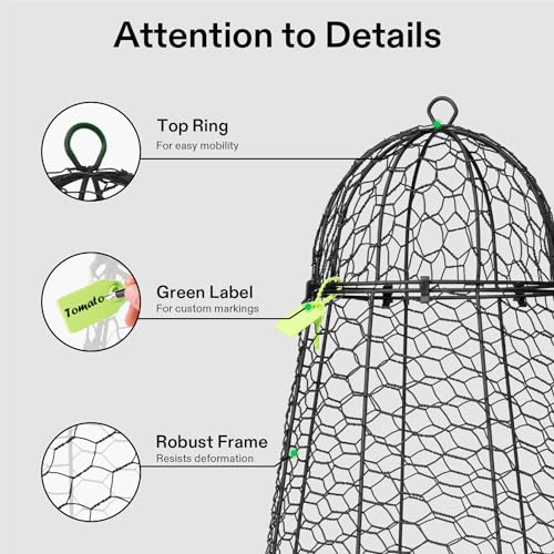 VIVOSUN Garden Cloches for Plants, Rustproof Chicken Wire Cloches with Flip-Top Design & Integrated Folding Stakes, Plants Protectors, Keep Small Animals Out, 6-Pack