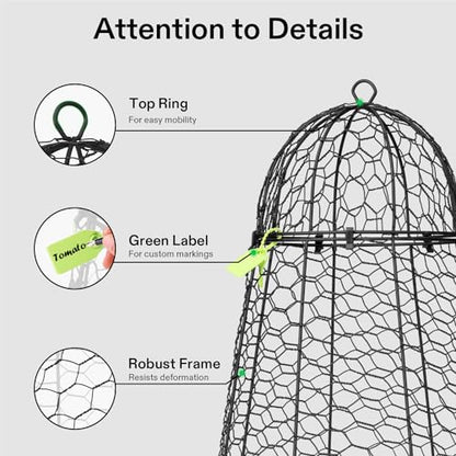 VIVOSUN Garden Cloches for Plants, Rustproof Chicken Wire Cloches with Flip-Top Design & Integrated Folding Stakes, Plants Protectors, Keep Small Animals Out, 6-Pack