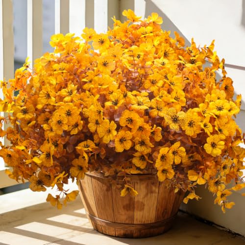 Grunyia 20 Bundles Artificial Outdoors Flowers (Fall Yellow) - color: Fall Yellow
