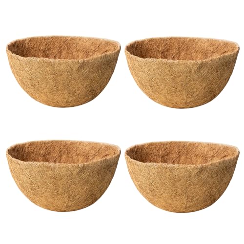 4 Pack 16 Inch Coco Liners for Hanging Baskets Coconut Husk Plant Liners 100% Natural Round Coco Coir Liner for Hanging Basket Flowers - color: 4 Pack, size: 16 inch