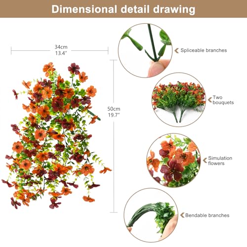 ZFProcess Artificial Fall Fake Flowers for Outdoor Fall Decoration - color: Orange Brown