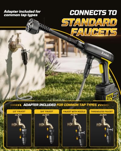 Cordless Pressure Washer, 1400 PSI Brushless Motor, 6-in-1 Nozzle