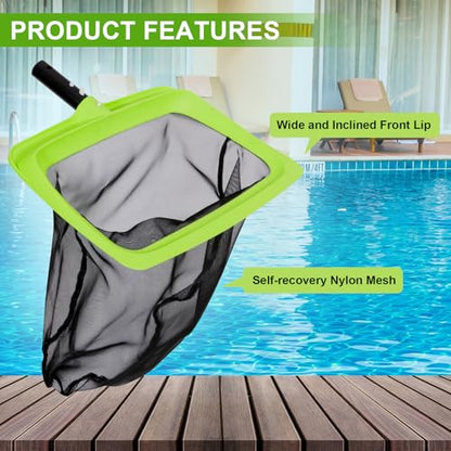 Sepetrel Pool Skimmer Net, Fine Nylon Mesh Deep Leaf Rake, No Pole - size: Deep Leaf Rake — No Pole