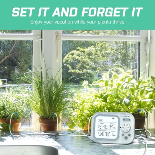 Automatic Drip Irrigation System for Indoor Plants, 2026 Automatic Plant Waterer for 15 Potted Plants Watering with Anti-Siphon and Humidity Mode, Timer, Rechargeable Vacation Self-Watering Pump - color: Gray