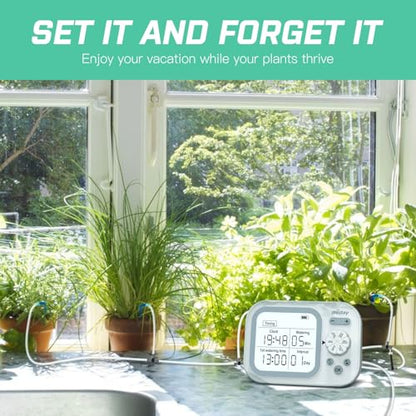 Automatic Drip Irrigation System for Indoor Plants, 2026 Automatic Plant Waterer for 15 Potted Plants Watering with Anti-Siphon and Humidity Mode, Timer, Rechargeable Vacation Self-Watering Pump - color: Gray